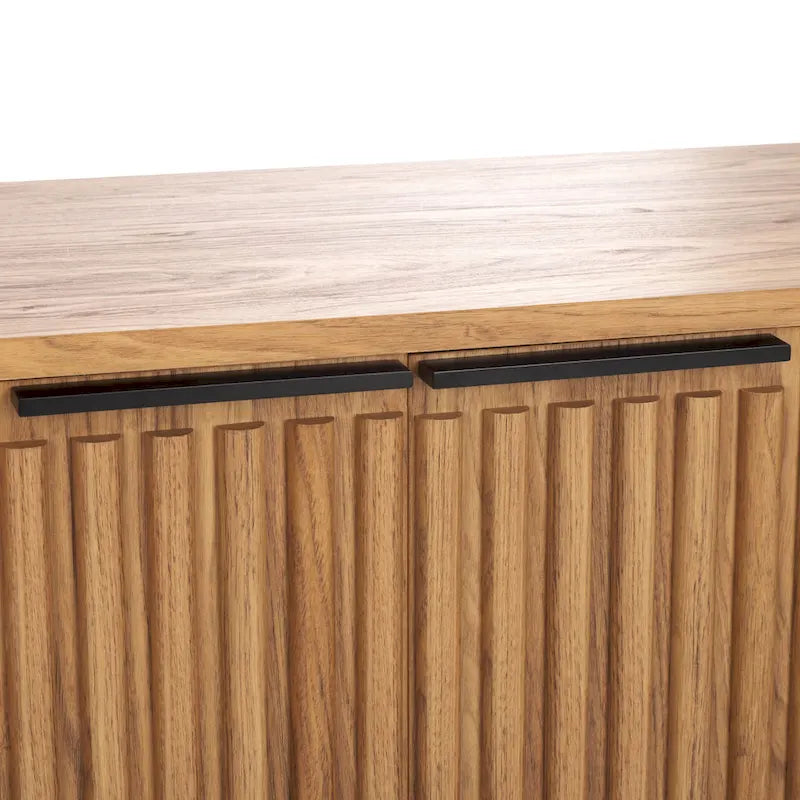 Mid Century TV Stand with Tambour Doors and Storage Drawers