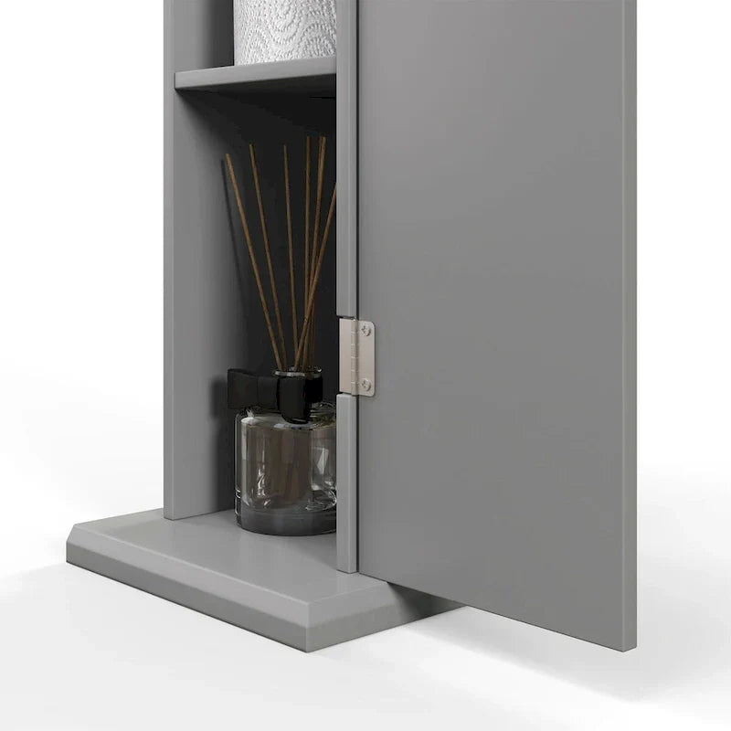 HOMCOM Compact Toilet Paper Cabinet - Corner Floor Storage Organizer with Doors and Shelves for Small Bathrooms