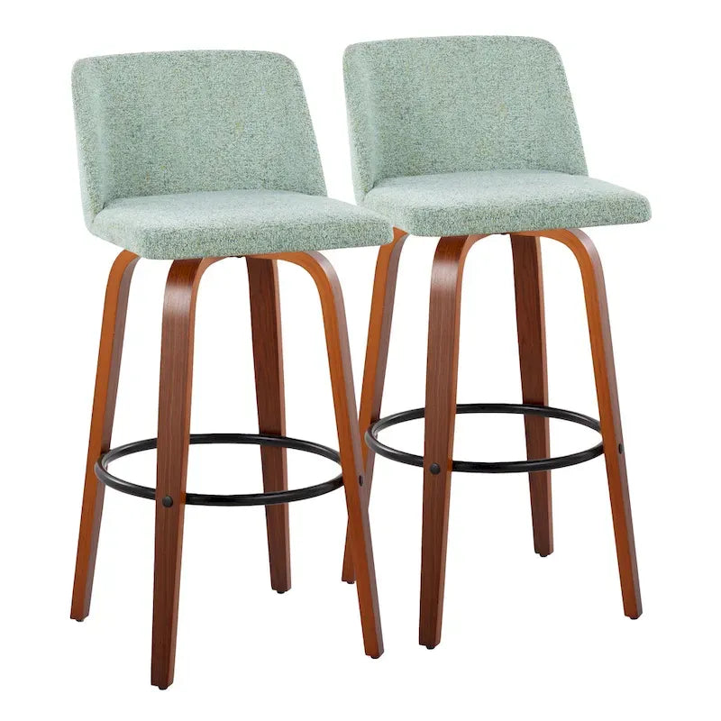 Set of 2 Carson Carrington Vallberga 30-Inch Fixed-Height Bar Stools with Walnut Wood Base
