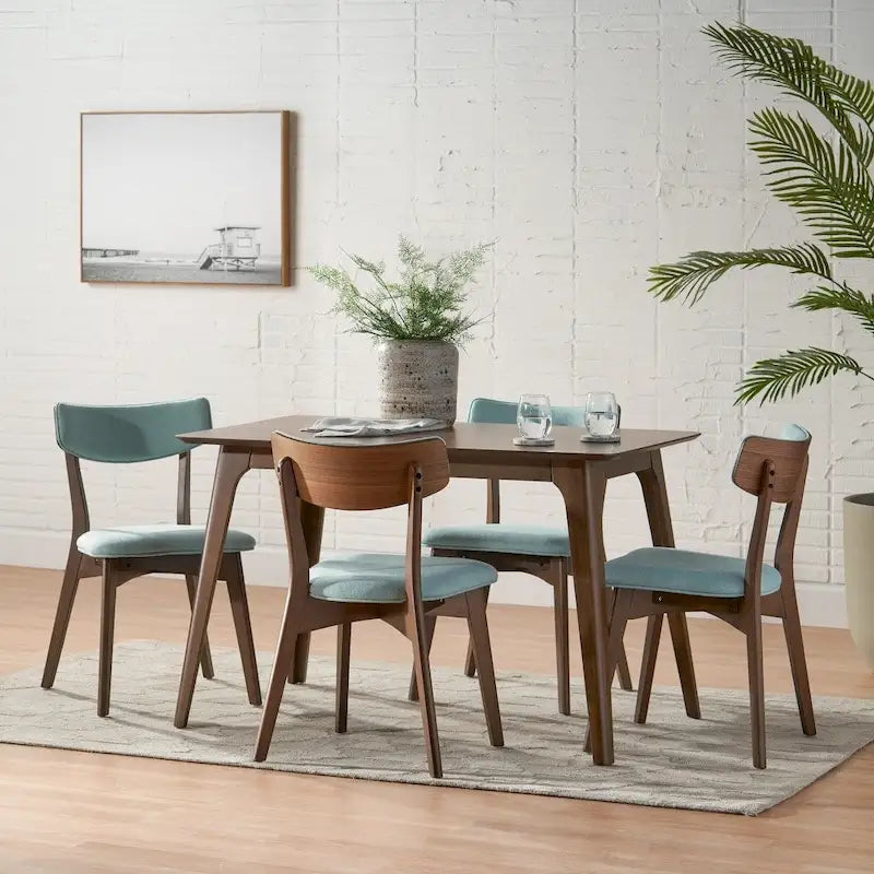 Megann Mid-Century 5-Piece Rectangular Wood Dining Set by Christopher Knight Home