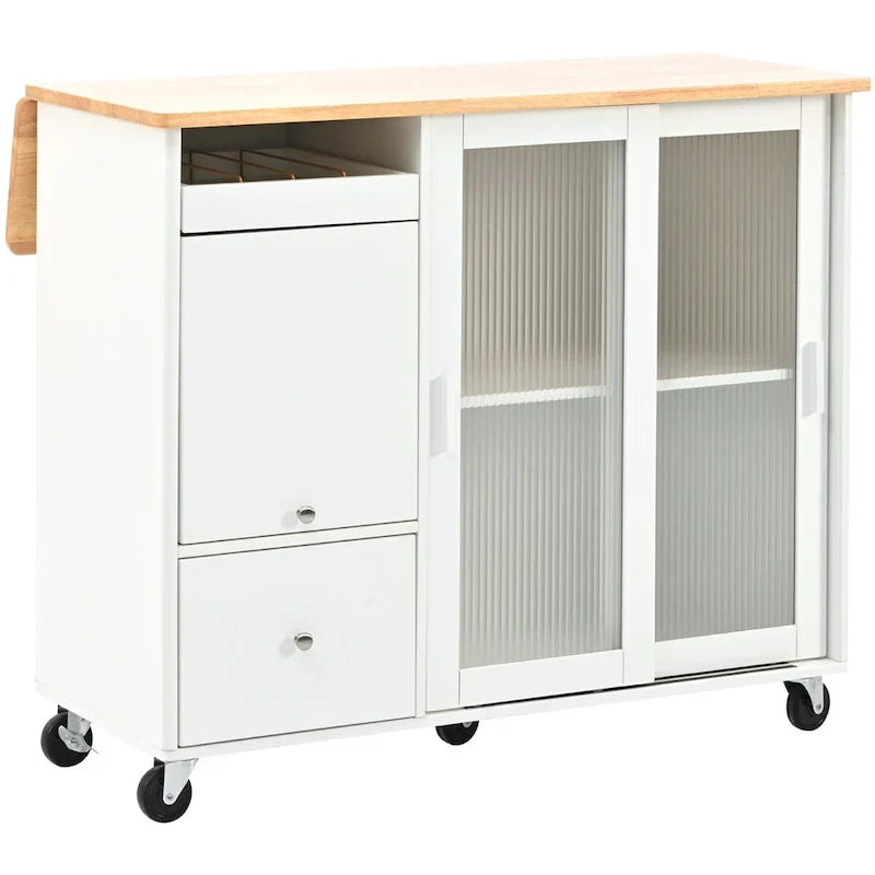 Merax Spacious Kitchen Island Cart with Adjustable Shelf and Dual Drawers