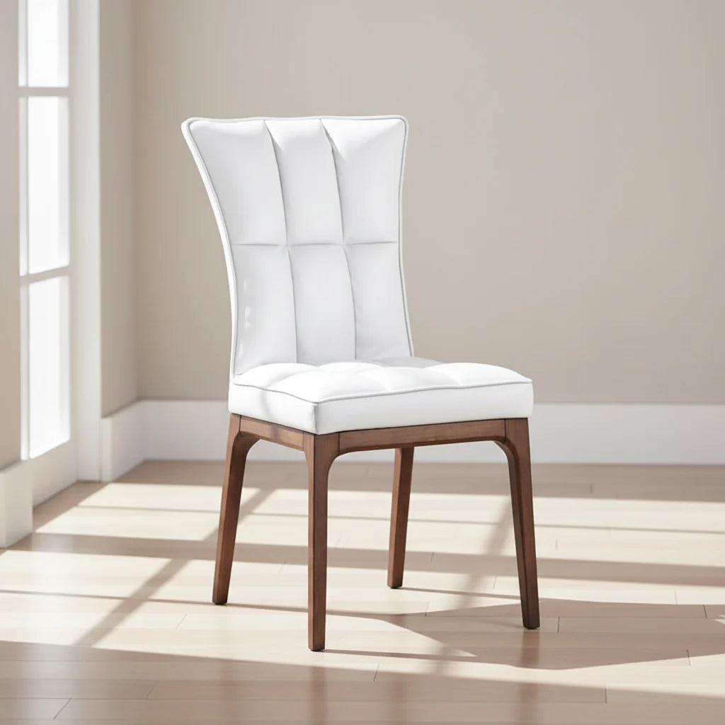 Set of 2 Contemporary Tufted Side Chairs with Sturdy Solid Wood Frame