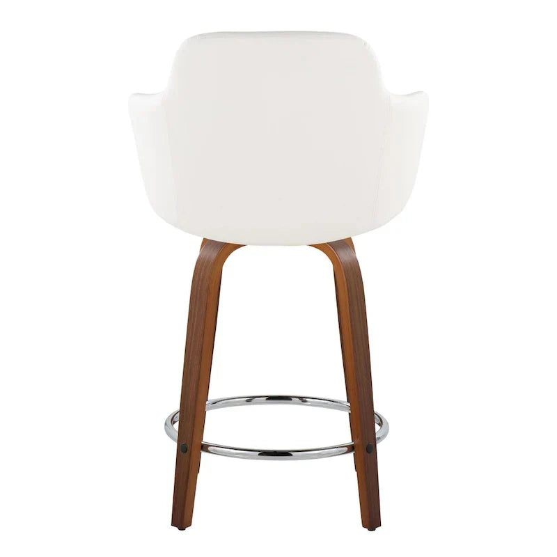Set of 2 Carson Carrington Iglabo 24-Inch Fixed-Height Counter Stools with Bent Wood Legs and Round Footrest