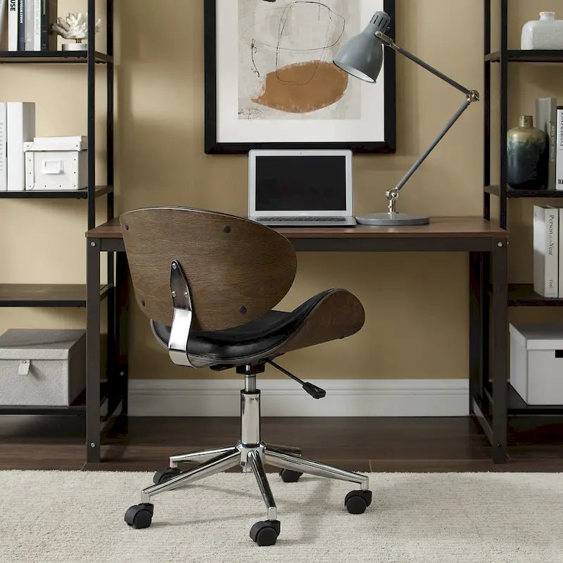 Mid-Century Modern Adjustable Office Chair with Swivel & Casters