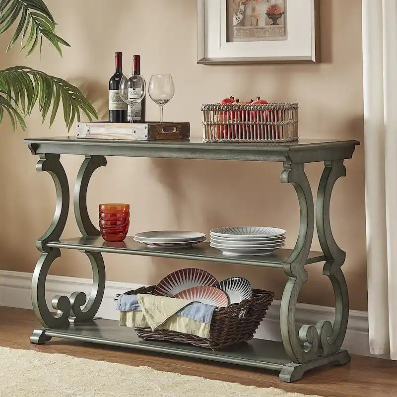 Lorraine Wooden Scroll TV Stand and Sofa Table by iNSPIRE Q Classic