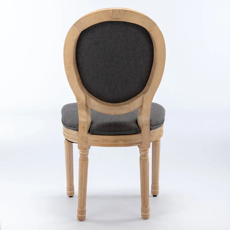 Set of 2 French Oval Back Dining Chairs - Elegant Retro Design with Solid Wood Frame
