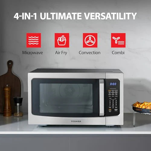 Toshiba Air Fryer Combo 4 in 1 Countertop Microwave Oven, Smart Sensor, Convection, Mute Function, Position Memory 13.6" Turntable, 1.5 Cu Ft, 1000W, Silver, ML EC42P(SS): Home &amp; Kitchen