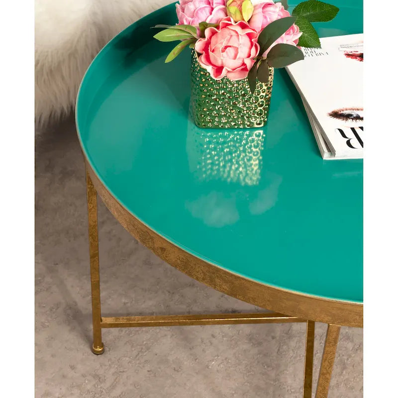 Kate and Laurel Celia 28.25-Inch Round Metal Coffee Table