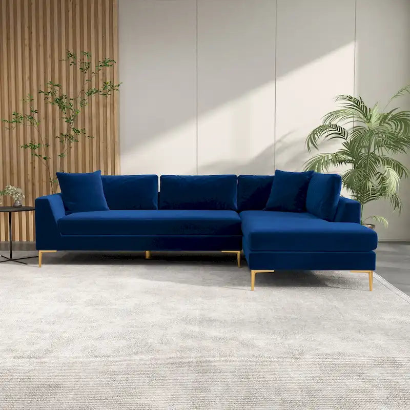Mae Velvet Corner Sectional Sofa in Mid-Century Modern Style