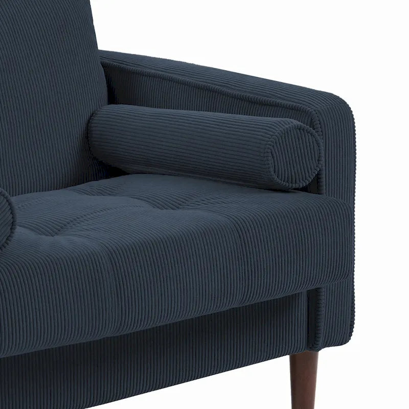 Set of 2 Modern Wide Armchairs in Corduroy - Accent Chairs