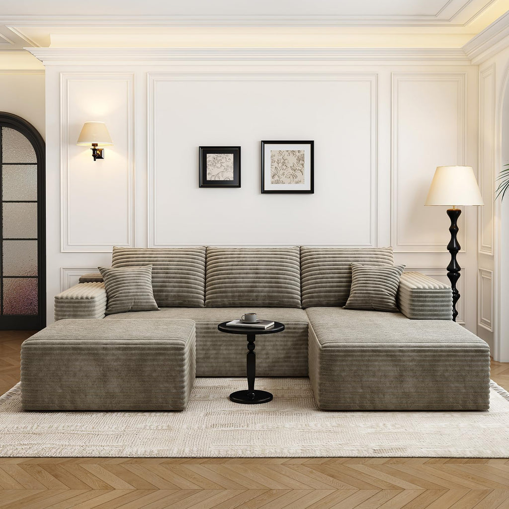 107.5" Cloud Modular Sectional Sofa Couch with L-Shape Chaise,Modern Minimalist Upholstered Couches for Living Room Bedroom,Deep Seat Corner Couch .No Assembly Required (Black,Left Facing Chaise)