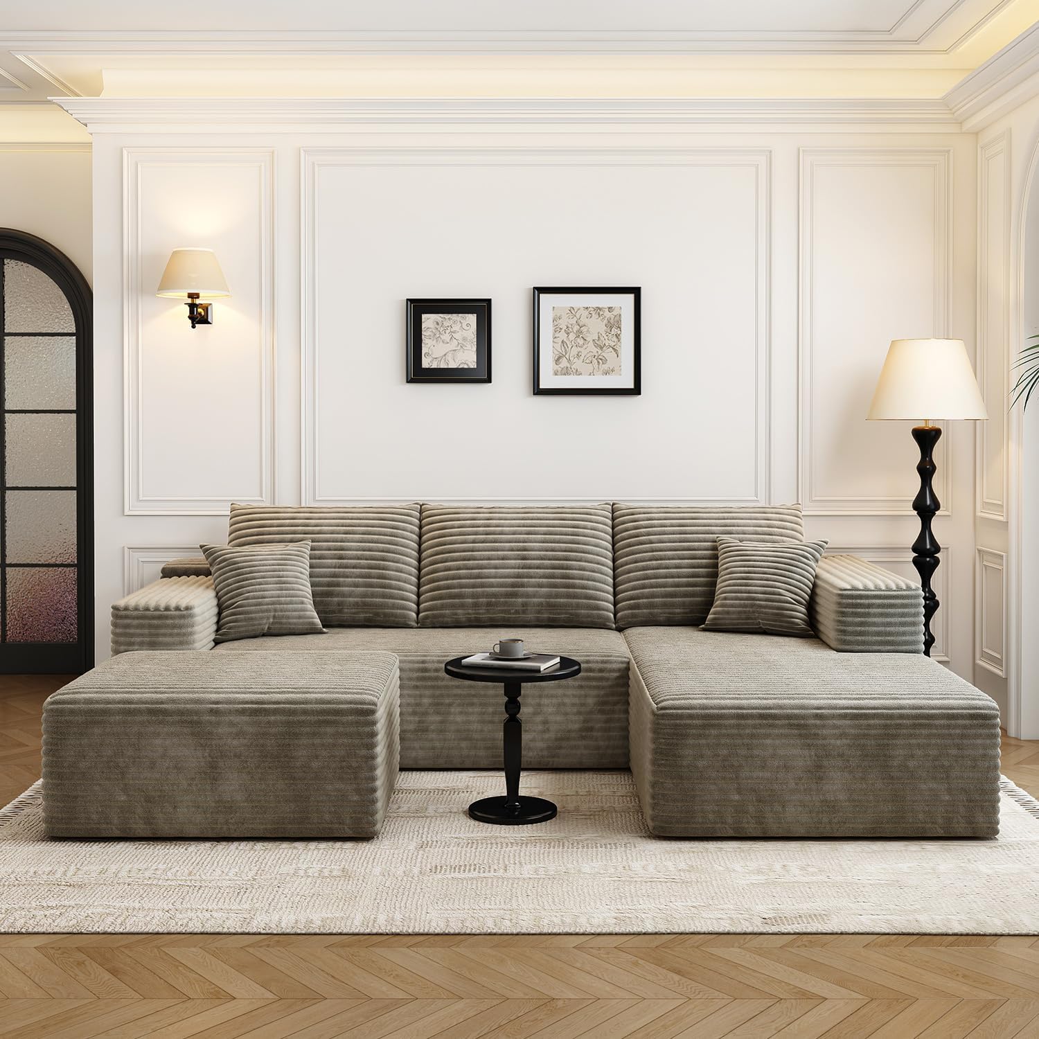 107.5" Cloud Modular Sectional Sofa Couch with L-Shape Chaise,Modern Minimalist Upholstered Couches for Living Room Bedroom,Deep Seat Corner Couch .No Assembly Required (Black,Left Facing Chaise)