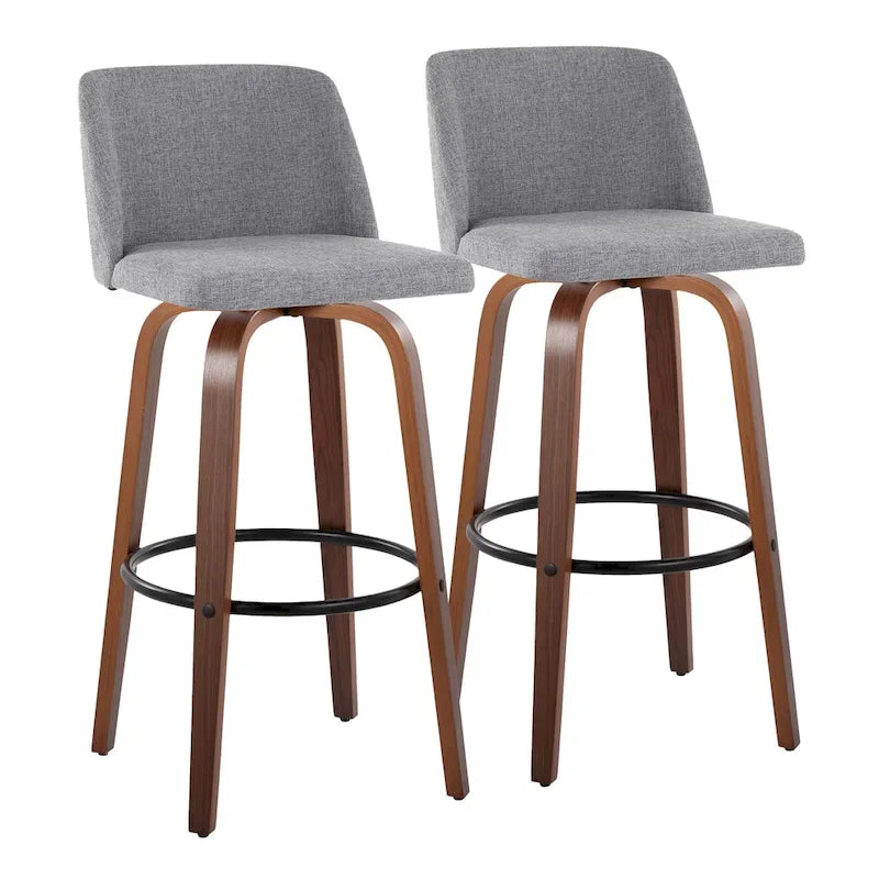 Set of 2 Carson Carrington Vallberga 30-Inch Fixed-Height Bar Stools with Walnut Wood Base