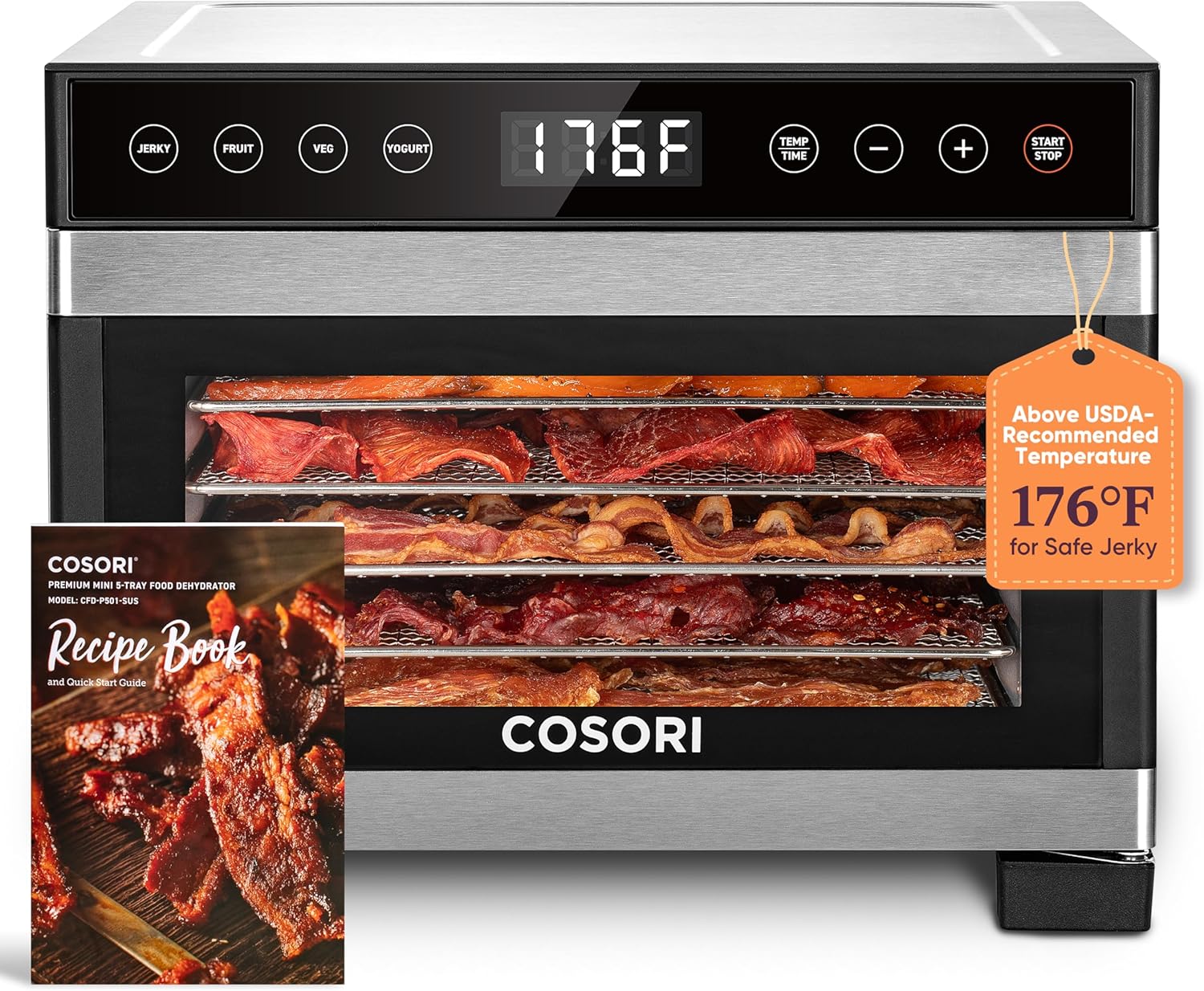 COSORI Food Dehydrator Bigger Than 7 Trays With Large 6.5" Drying Space 600W Power