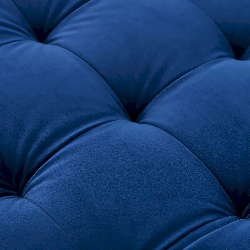 Mid Century Velvet Sofa with Tufted Back and Wooden Legs