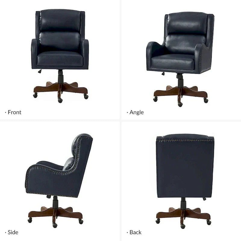 HULALA HOME Pete Adjustable Height Faux Leather Swivel Executive Chair with Tilt Mechanism