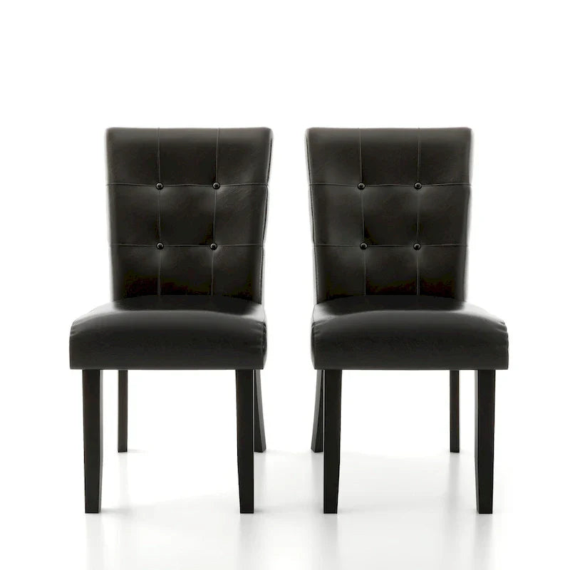 Lerc Modern Espresso Faux Leather Tufted Side Chairs by Furniture of America (Set of 2)
