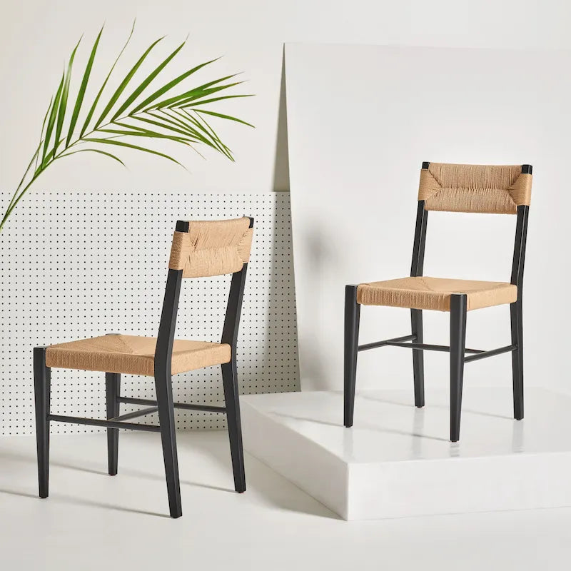 SAFAVIEH Couture Shazia Rattan Dining Chair Set (2 Pieces) - Dimensions: 16.3" W x 21.3" L x 34" H