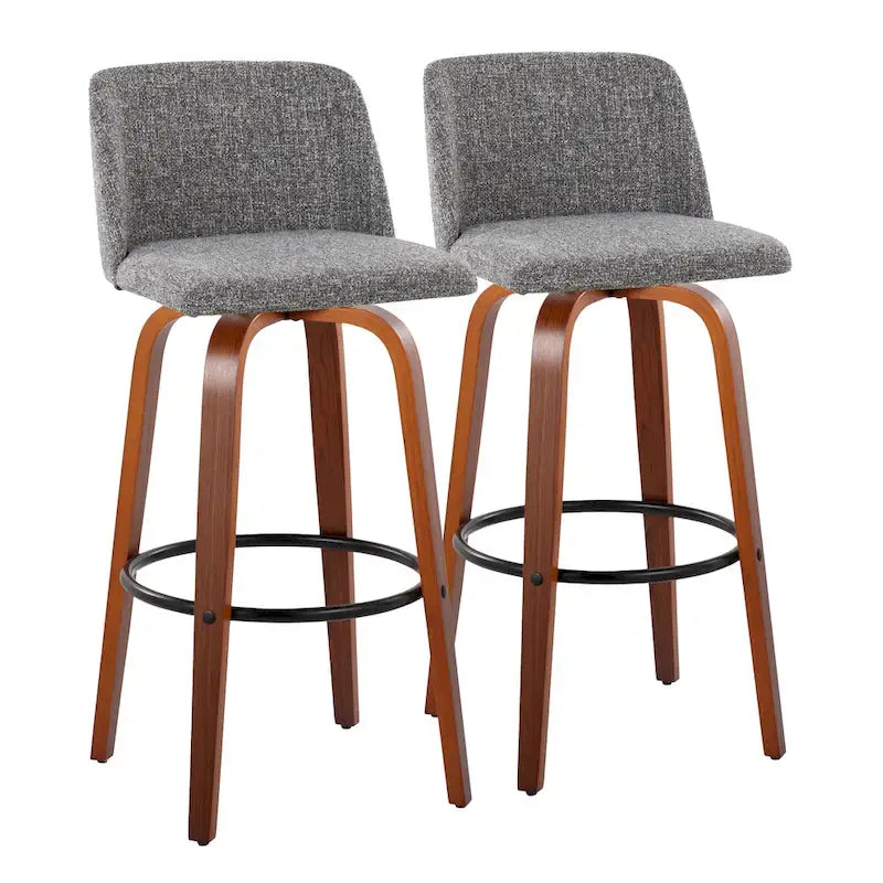 Set of 2 Carson Carrington Vallberga 30-Inch Fixed-Height Bar Stools with Walnut Wood Base