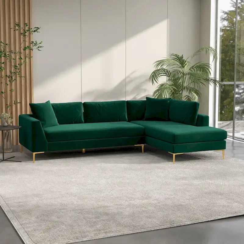 Mae Velvet Corner Sectional Sofa in Mid-Century Modern Style