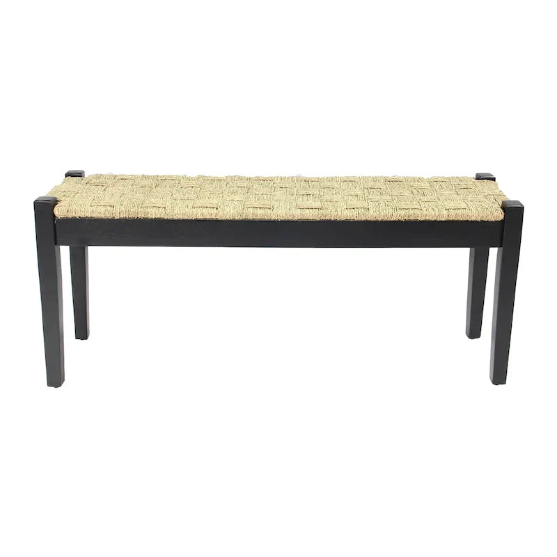 M4H Shambles Solid Wood Indoor Bench with Natural Seagrass