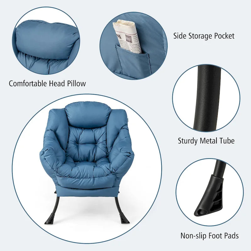 Gymax Folding Footrest Lazy Sofa Chair - Accent Leisure Armchair