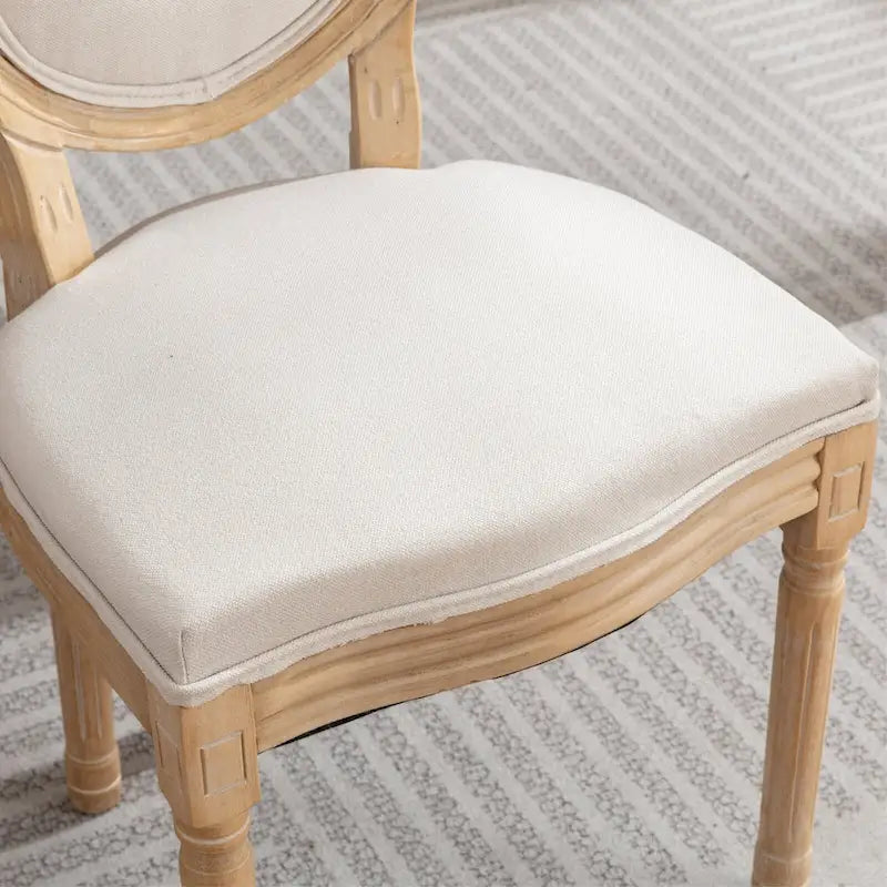 Set of 2 French Oval Back Dining Chairs - Elegant Retro Design with Solid Wood Frame