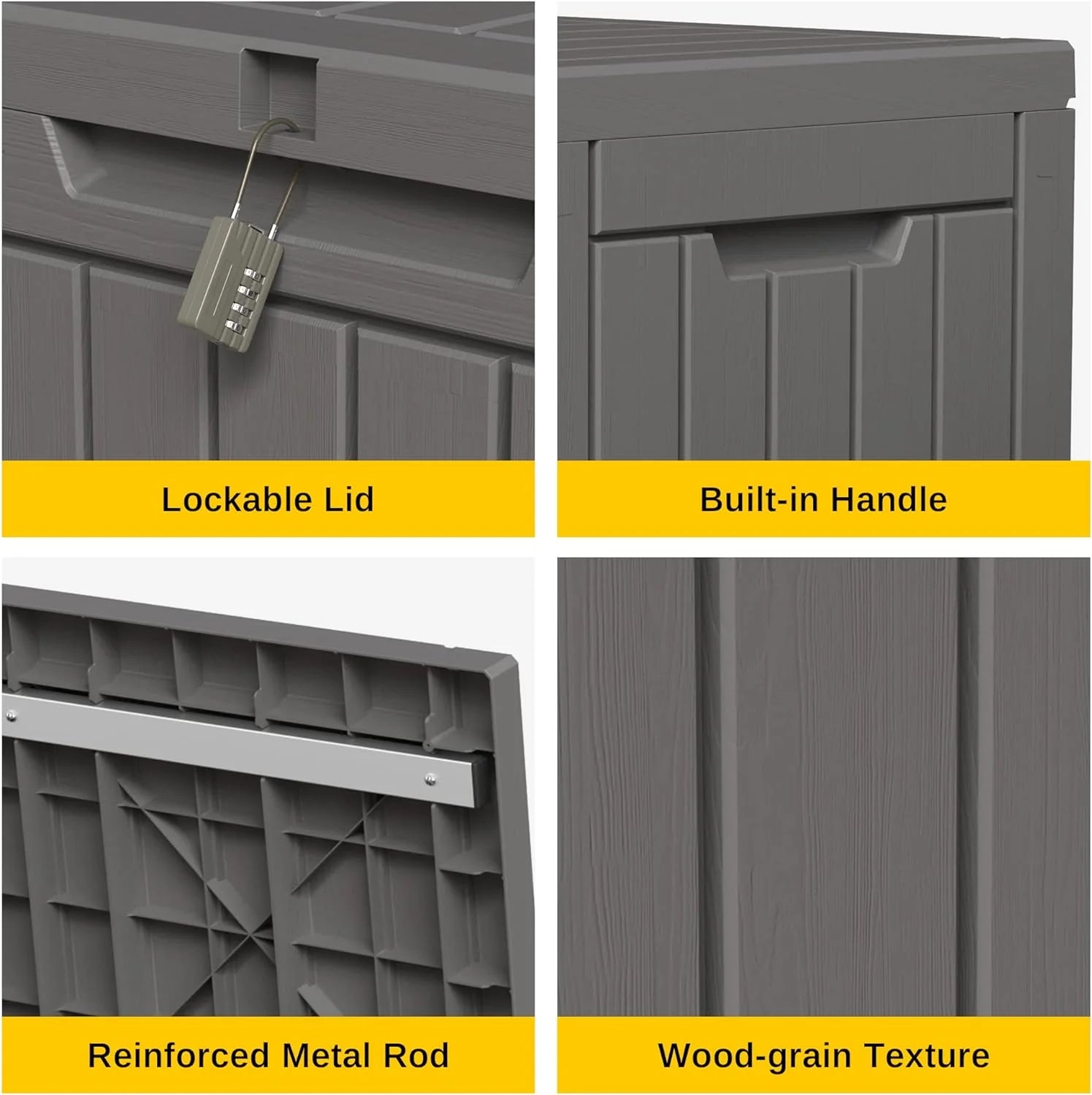 230 Gallon Deck Box, Outdoor Storage Box with Padlock