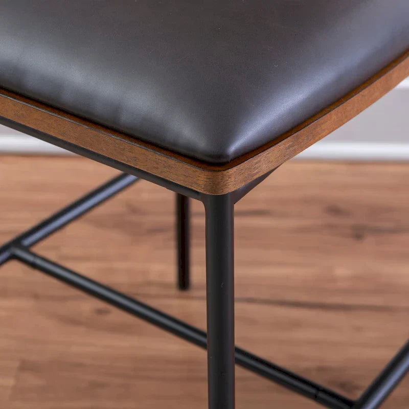 Lowrey 25-Inch Counter Stool with Metal Frame and Faux Leather Upholstery