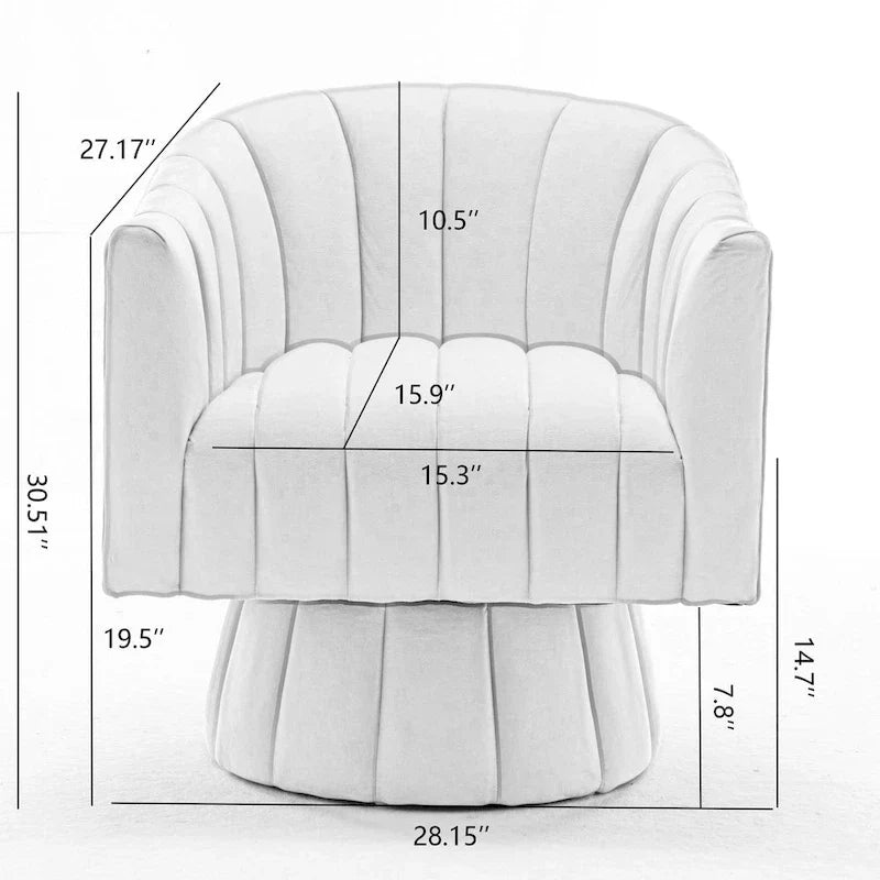 SEYNAR Contemporary Glam Velvet Round Swivel Accent Barrel Chair for Living Room