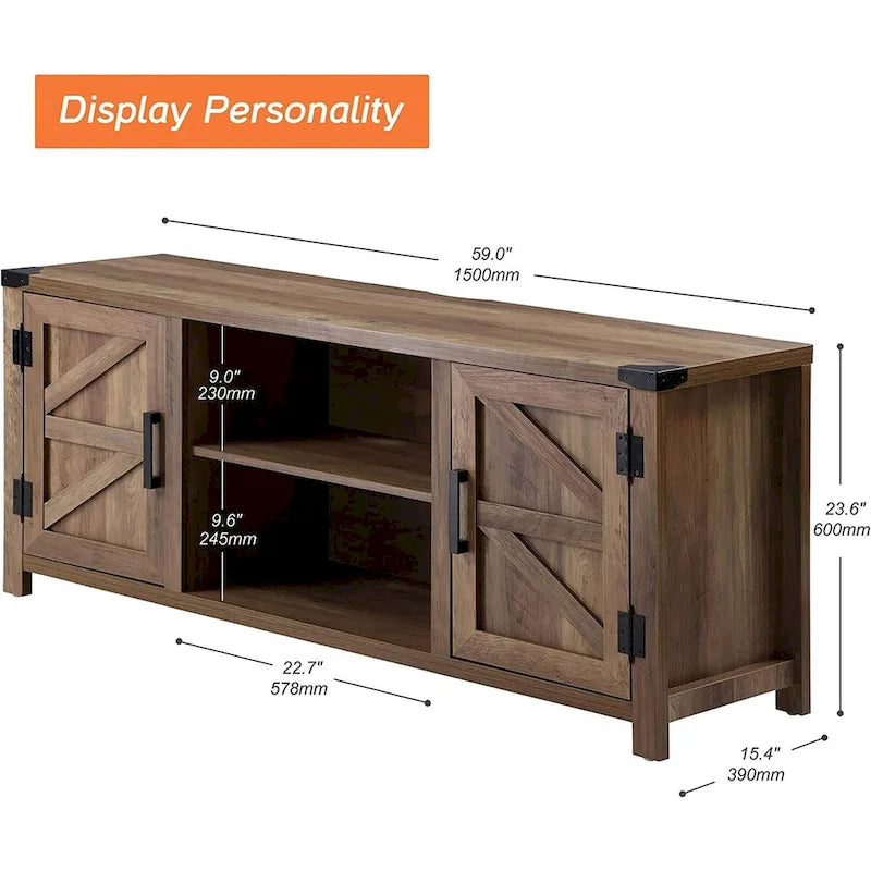 Rustic Farmhouse Barndoor TV Stand - Entertainment Center for TVs up to 70 Inches