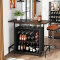 Home Bar Cabinet with Wine Storage Shelves Glass Rack and Footrest