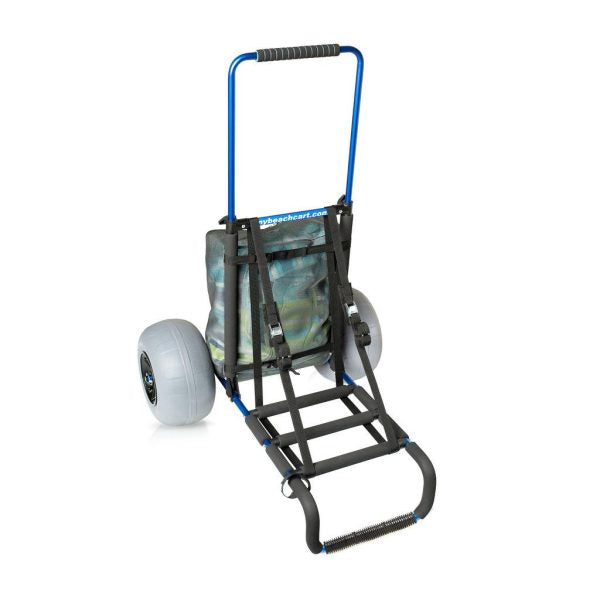 My Beach Cart Heavy Duty Folding Cart with 12′′ Balloon Tires, Aluminum Frame, Adjustable Handle, Large Mesh Bag for Sand
