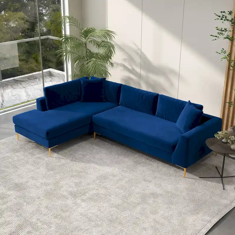Mae Velvet Corner Sectional Sofa in Mid-Century Modern Style