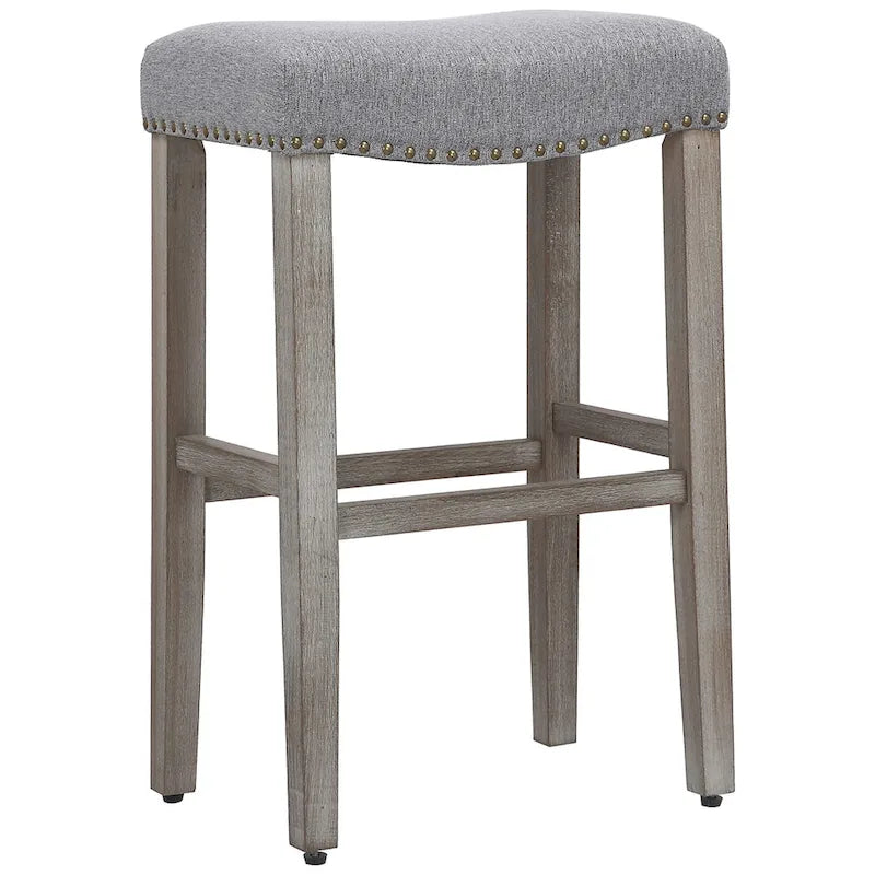 Set of 2 Jameson Gray Upholstered Polyester 29-Inch Bar Stools