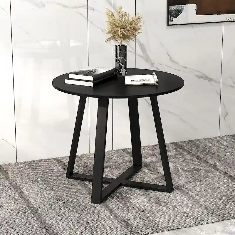 Gymax 36-Inch Round Solid Wood Dining Table for 4 with Pedestal Base