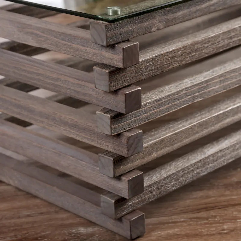 Lown 48-Inch Contemporary Grey Solid Wood Coffee Table by Furniture of America