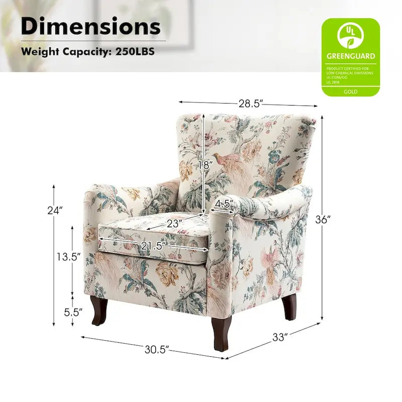 HULALA HOME Samouel Contemporary Floral Wingback Armchair