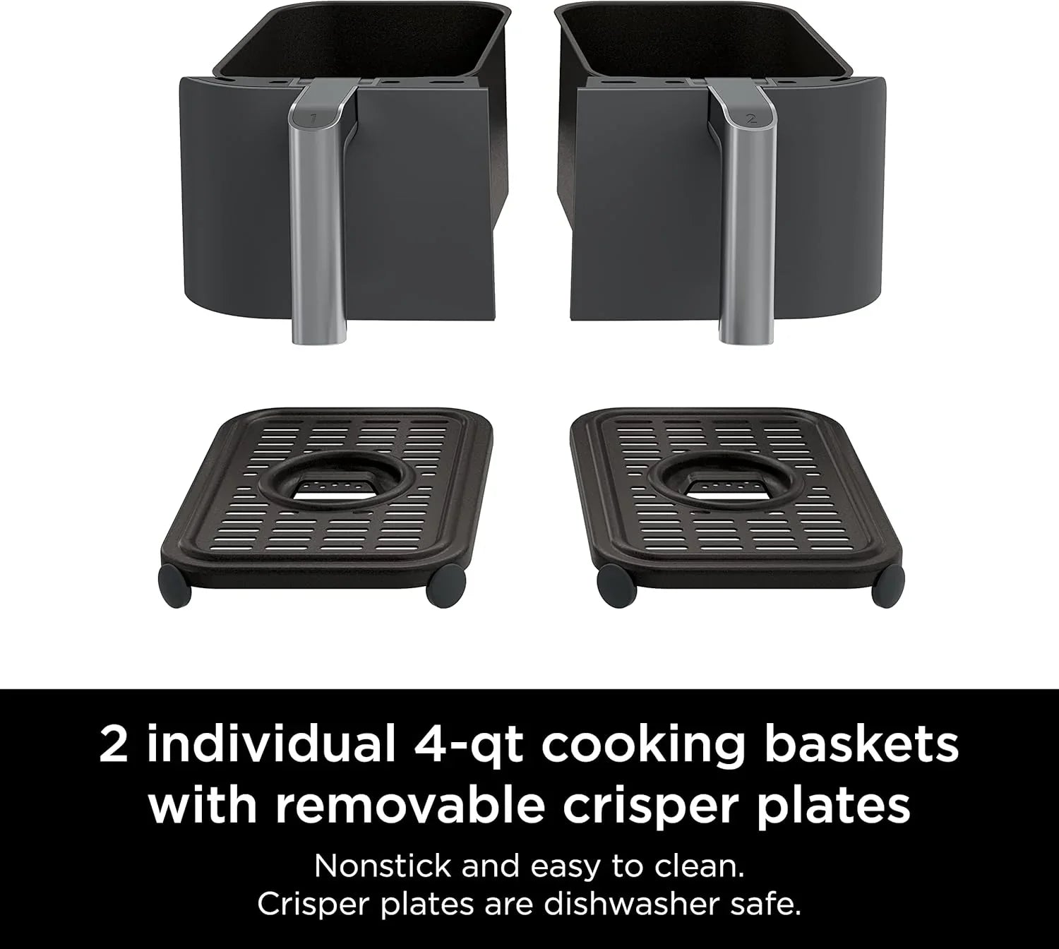 Ninja Foodi 10QT 6-in-1 DualZone Smart XL Air Fryer, 2 Independent 5QT Baskets, Smart Cook Thermometer, Match Cook, Smart Finish, Air Fry, Roast, Bake, Dehydrate, Reheat, Grey, DZ550