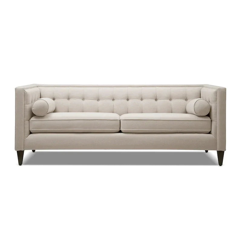 Jack 84 Mid-Century Modern Tuxedo Sofa with Decorative Bolster Pillows