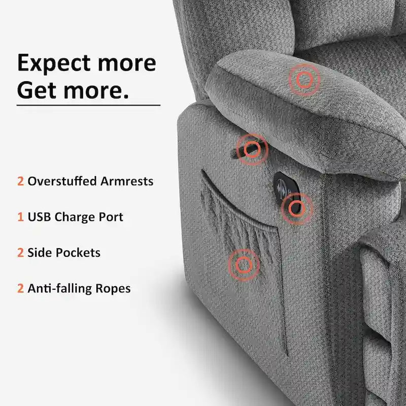 MCombo Heated Massage Electric Recliner Chair for Living Room - Fabric R6233