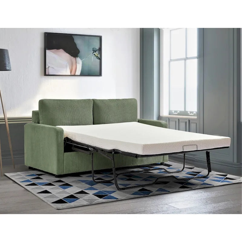 Manchester 70-Inch Square Arm Sofa Bed in Polyester Corduroy