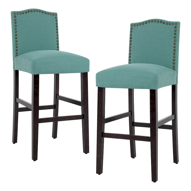 Set of 2 Upholstered 28-Inch Barstools - Stylish Pub Chairs