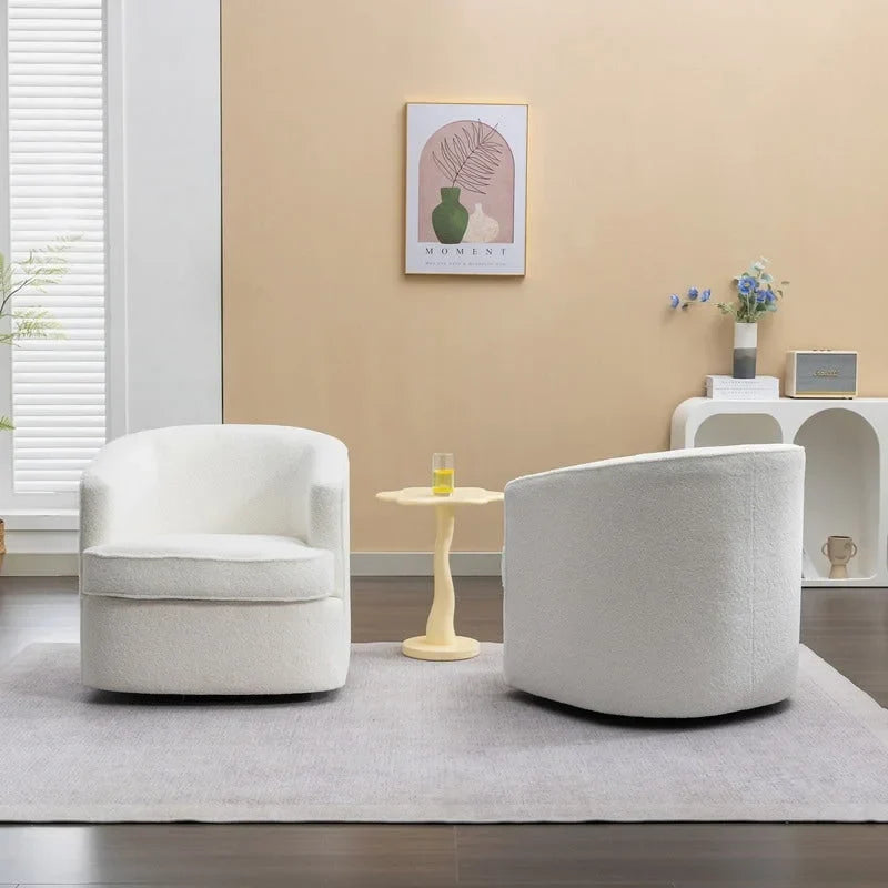 SEYNAR Contemporary Boucle Upholstered 360° Swivel Accent Chairs - Set of 2