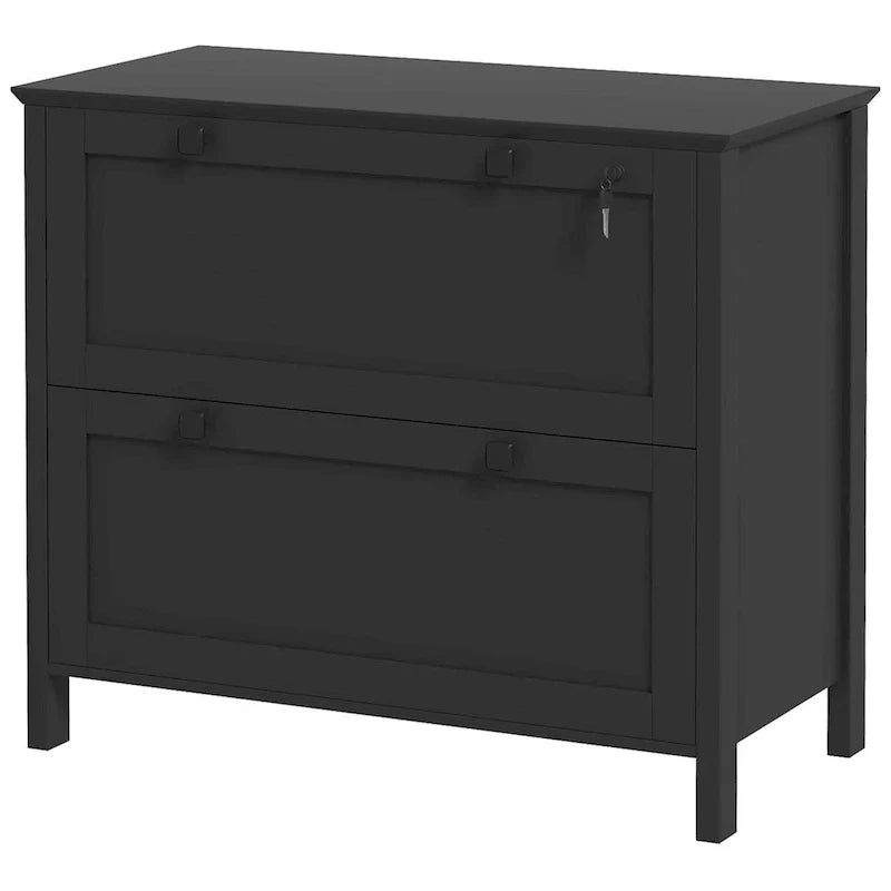 HOMCOM 2-Drawer Lateral File Cabinet with Lock and Adjustable Hanging Bar for Letter and A4 Files – Ideal for Home Office