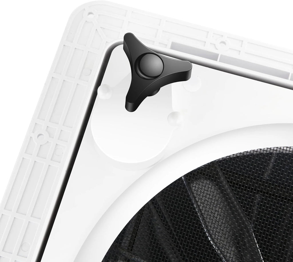 MaxxAir 10 Speed Roof Vent Fan 12V with Thermostat, Rain Sensor, Remote &amp; App Control, 14&prime;&prime;x14&prime;&prime; Reversible Powered Lift