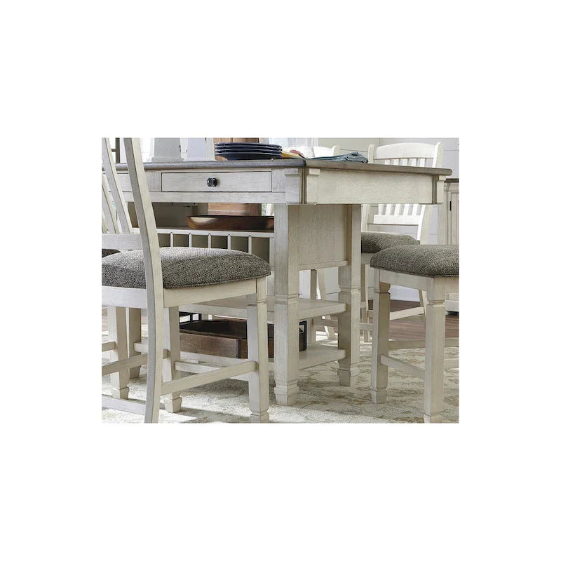 Signature Design by Ashley Bolanburg 7-Piece Counter Height Dining Set in Antique White and Brown