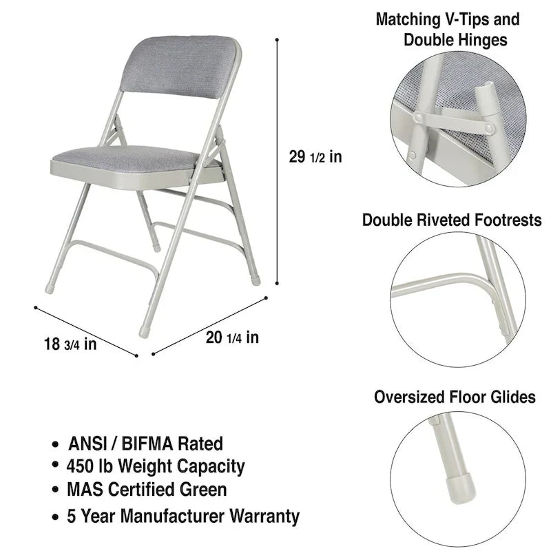 Hampden Furnishings Bernadine Collection Set of 4 Fabric Triple Brace Folding Chairs