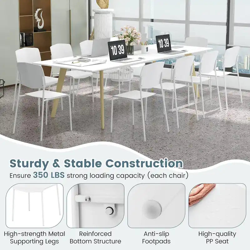 Set of 4 Stackable Dining Chairs with Ergonomic Backrest and Spacious Seat by Gymax