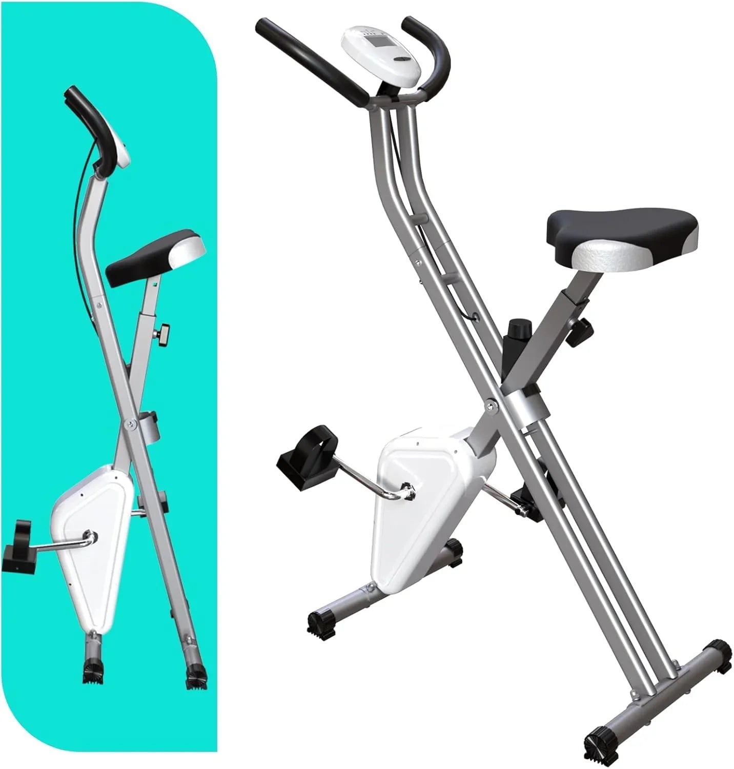 Foldable Exercise Bike Stationary Bikes for Home, 5 IN 1 Indoor Workout Bike, Cycling Bike with 16-Level Quiet Magnetic Resistance, 6.6 LBS Flywheel and 300LBS Capacity, 2025 Designed 817 X-bike